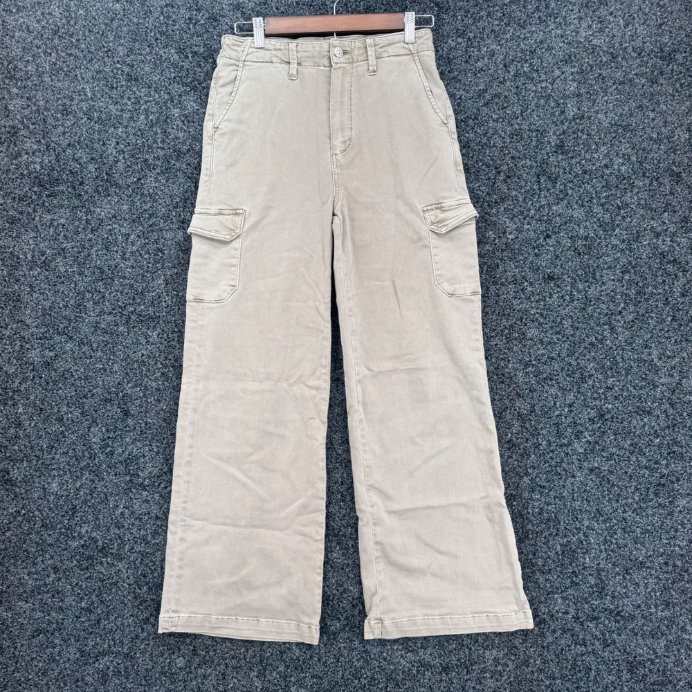 Paige Carly Cargo Pants Vintage Moss Taupe Wide Leg High Rise 27 8566G29-3212